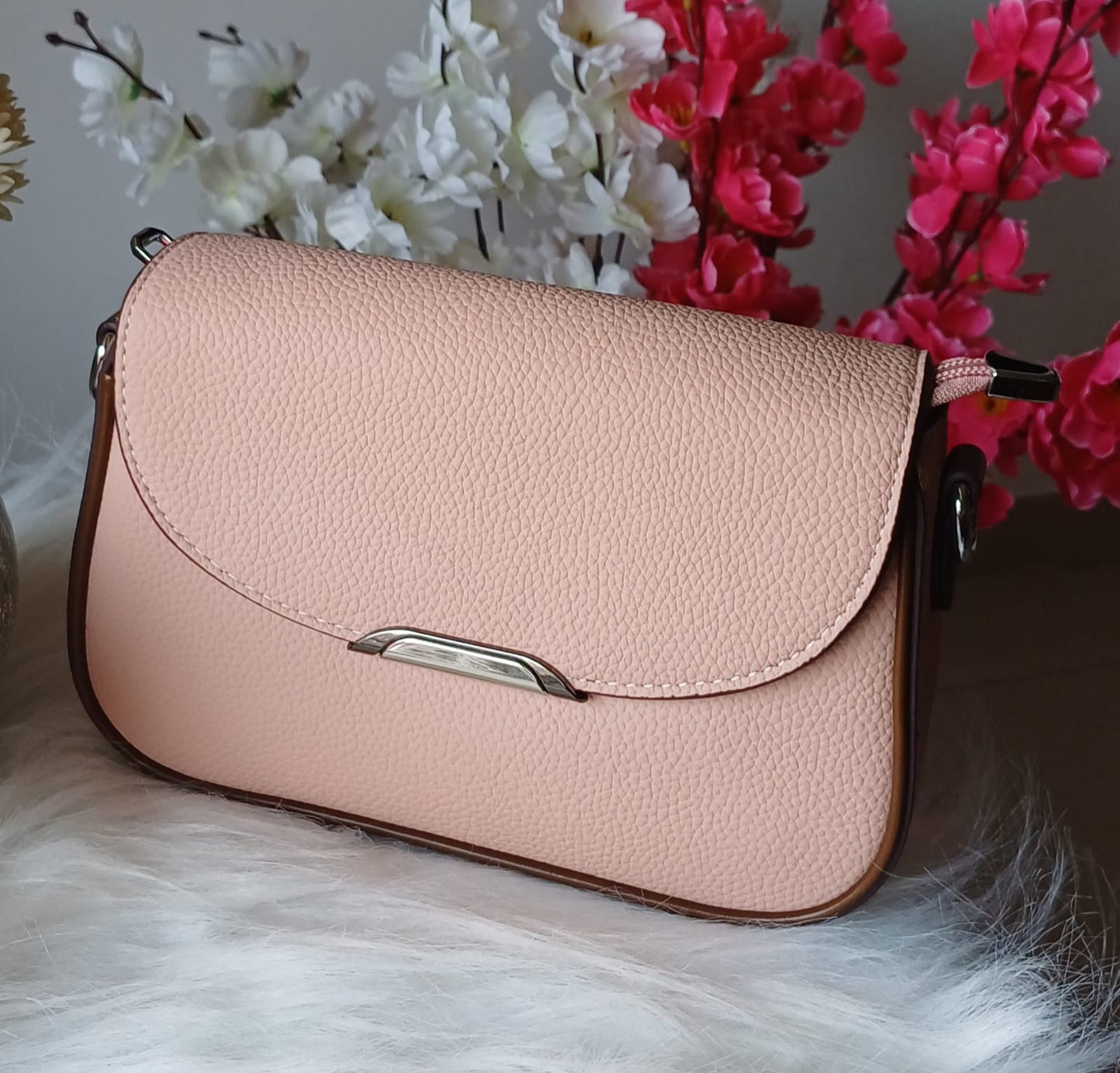 Peach Textured Sling Bag