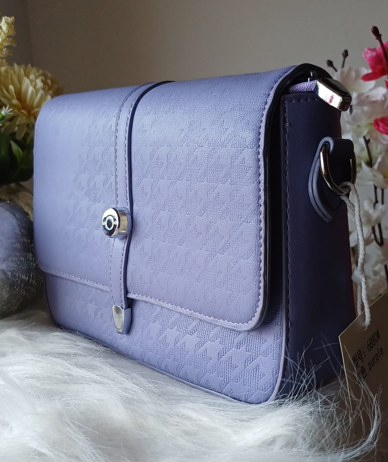 Purple Textured Sling Bag