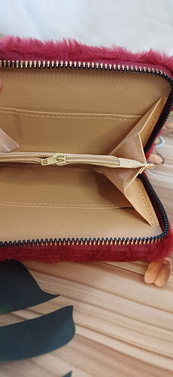 Red PINK Fur Pocket Wallet