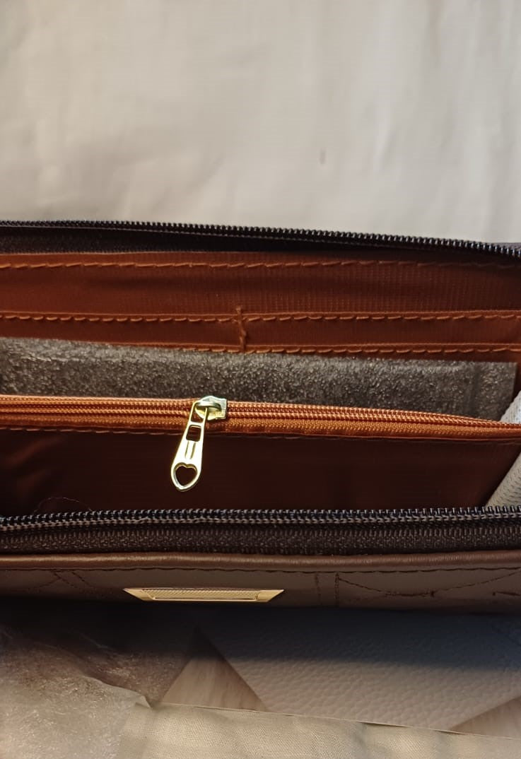 Brown Embroidered Wallet