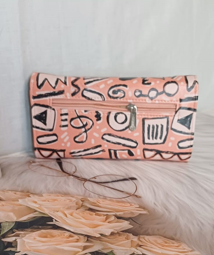 Printed Pink & Black Wallet