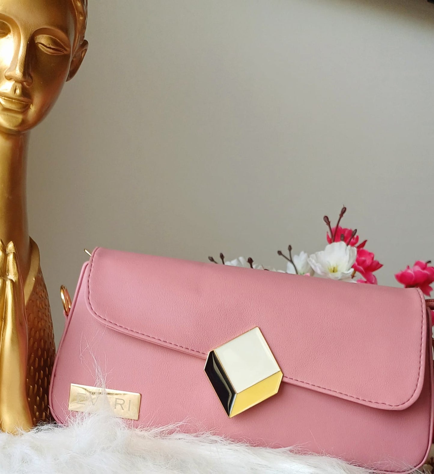 Dark Pink 3D Lock Baguette Bag
