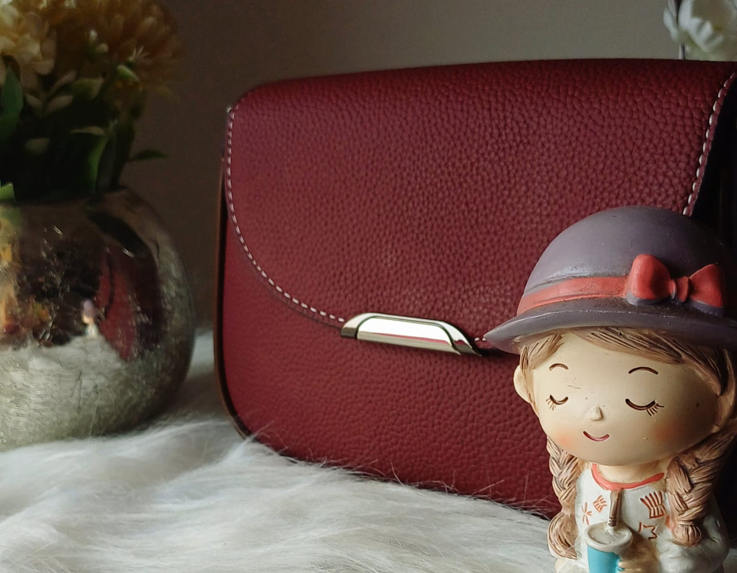 Red Textured Sling Bag