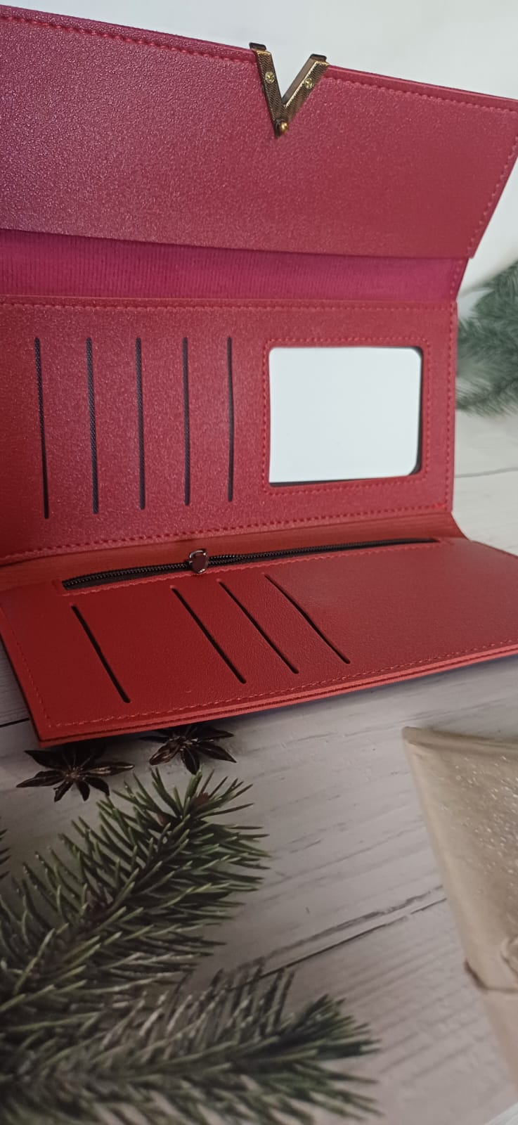 Red V Lock Rubber Wallet