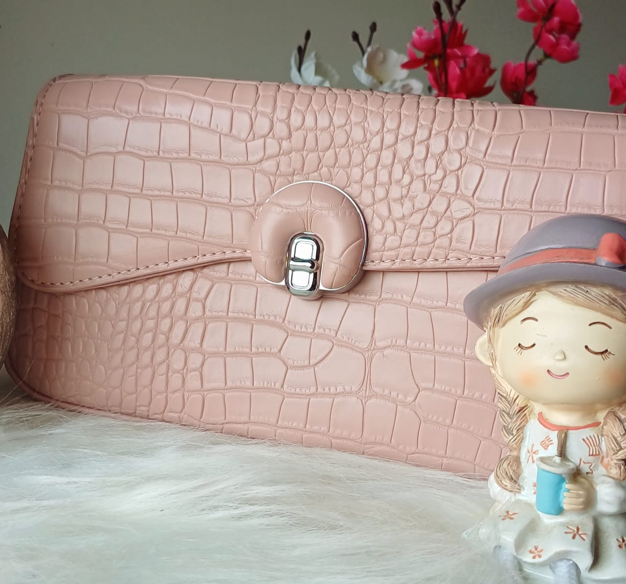 Pink Umbrella Lock Sling Bag