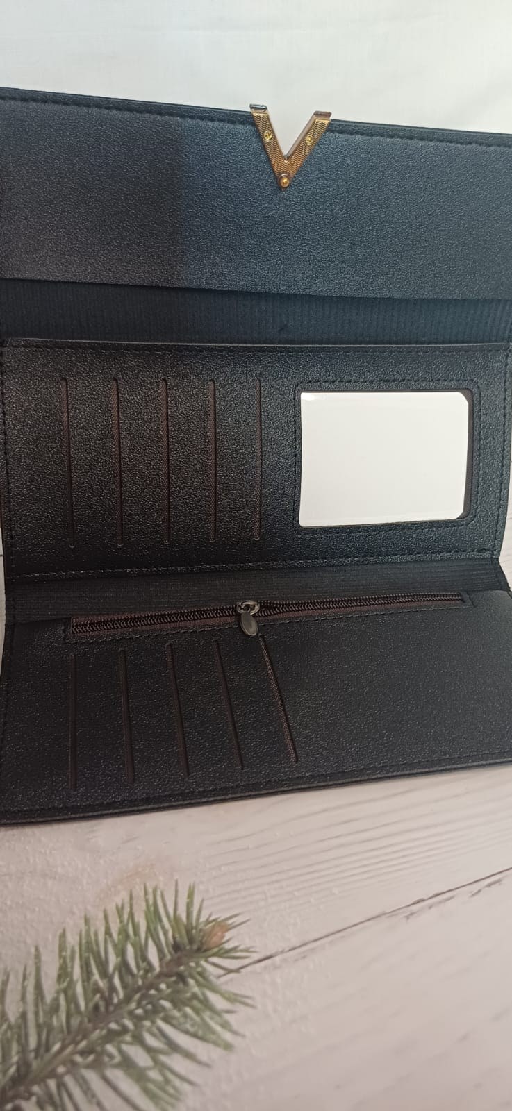 Black V Lock Rubber Wallet