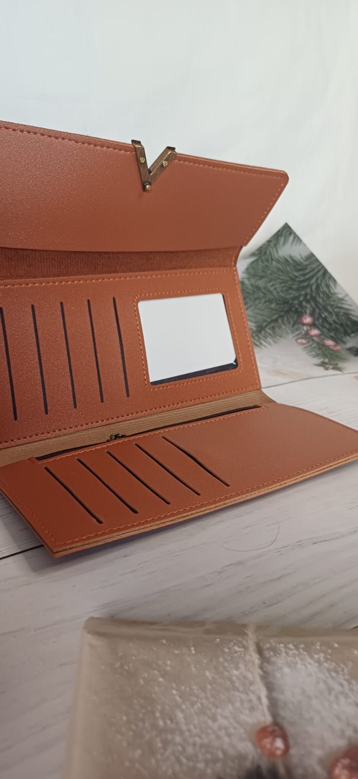 Brown V Lock Rubber Wallet