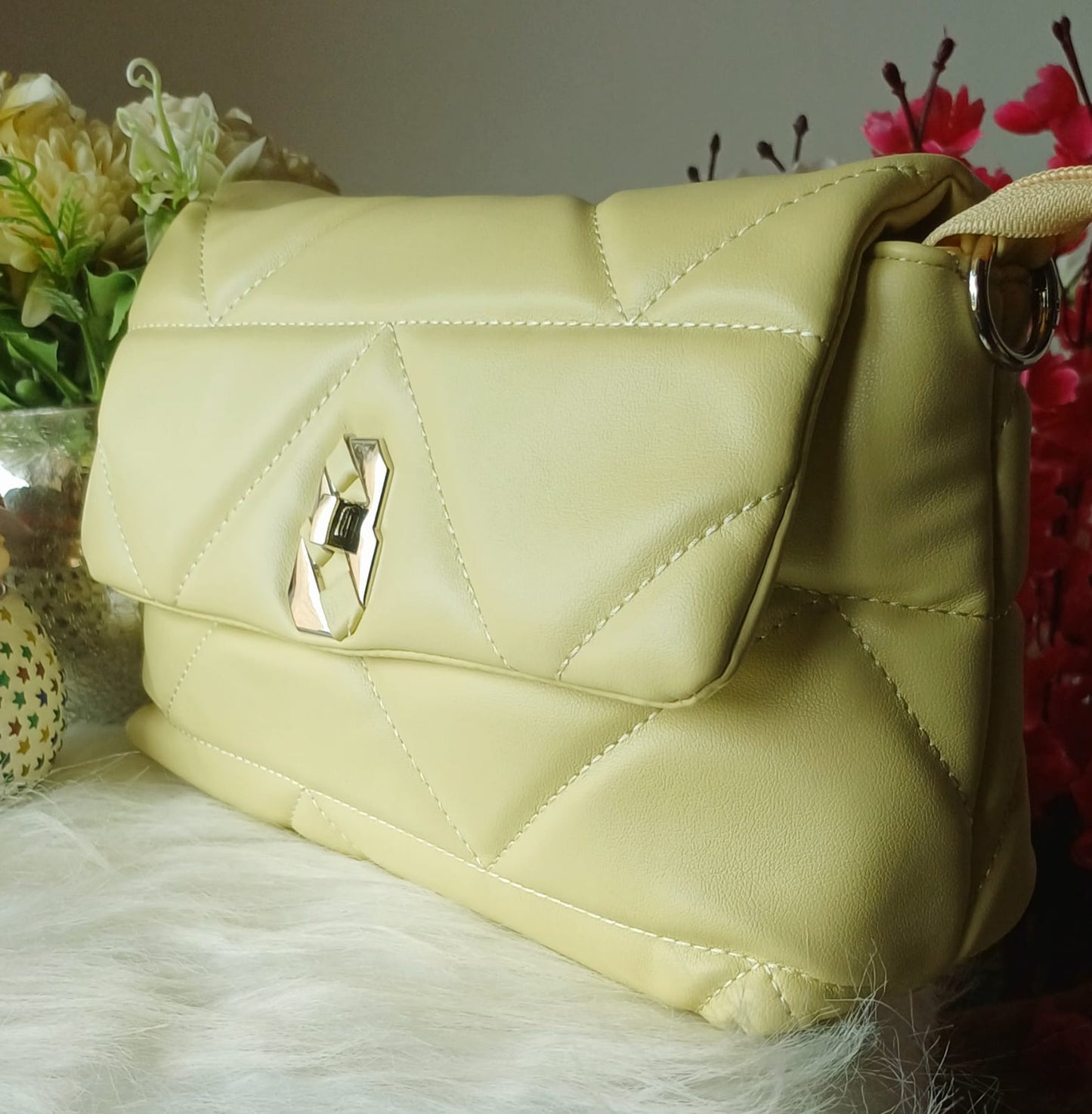 Yellow Stripes Quilt Sling Bag