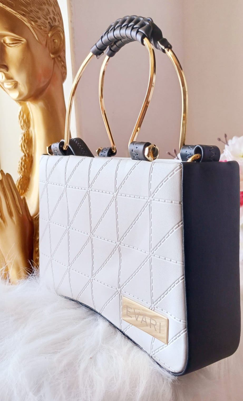 White Embossed Metal Sling Bag