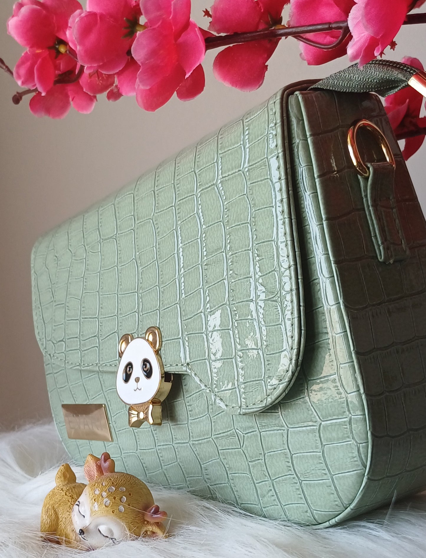 Green Panda Sling Bag