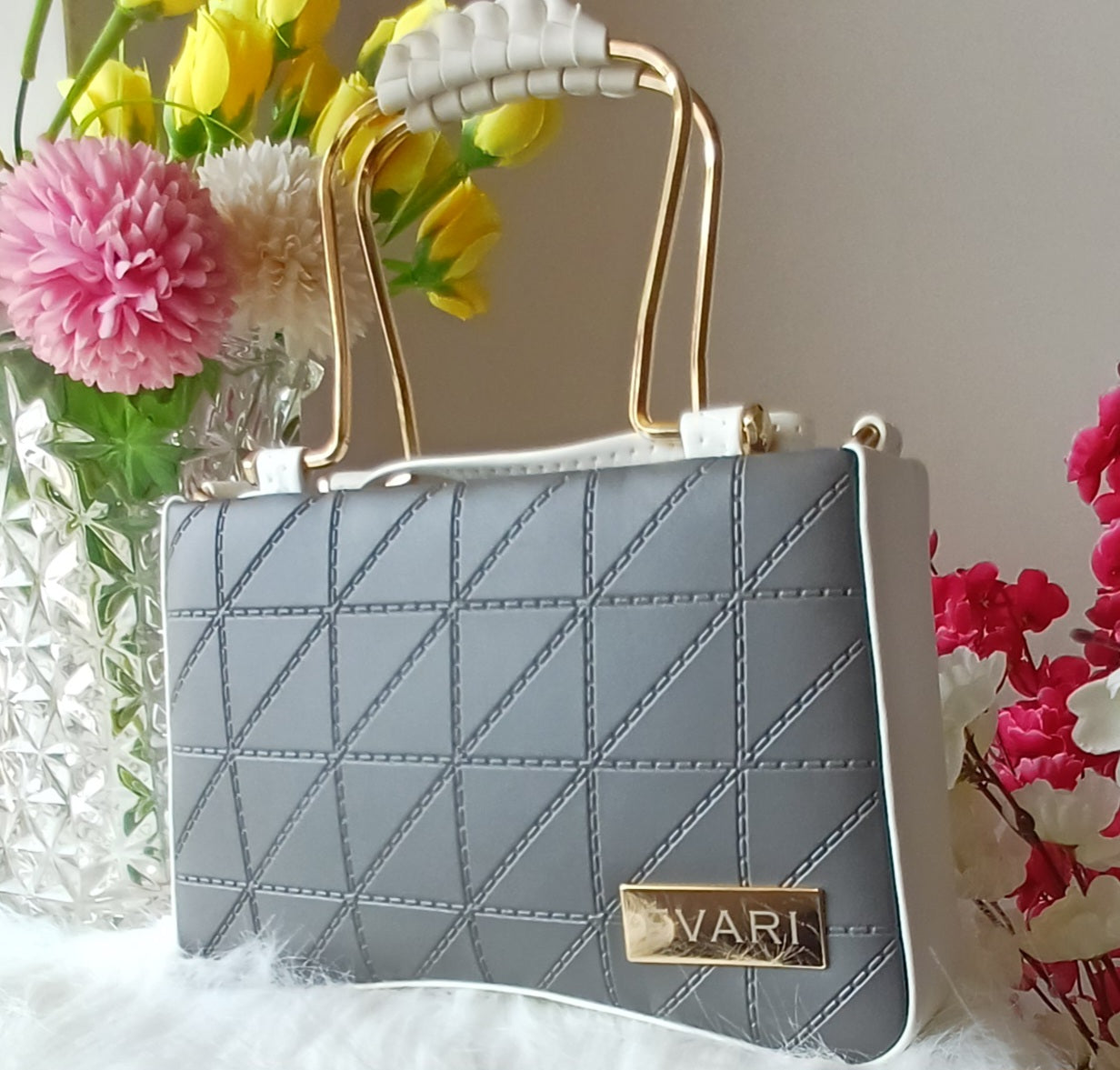 Black Embossed Metal Sling Bag