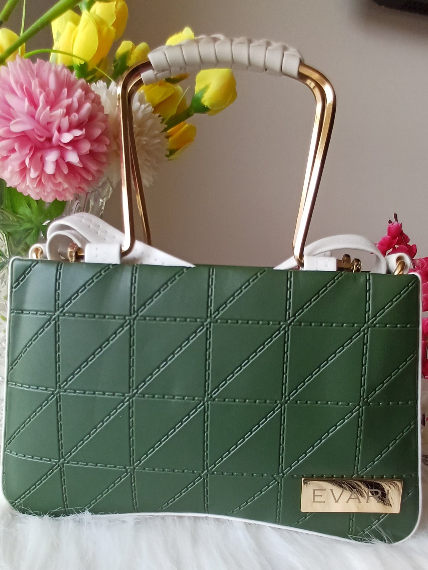 Green Embossed Metal Sling Bag