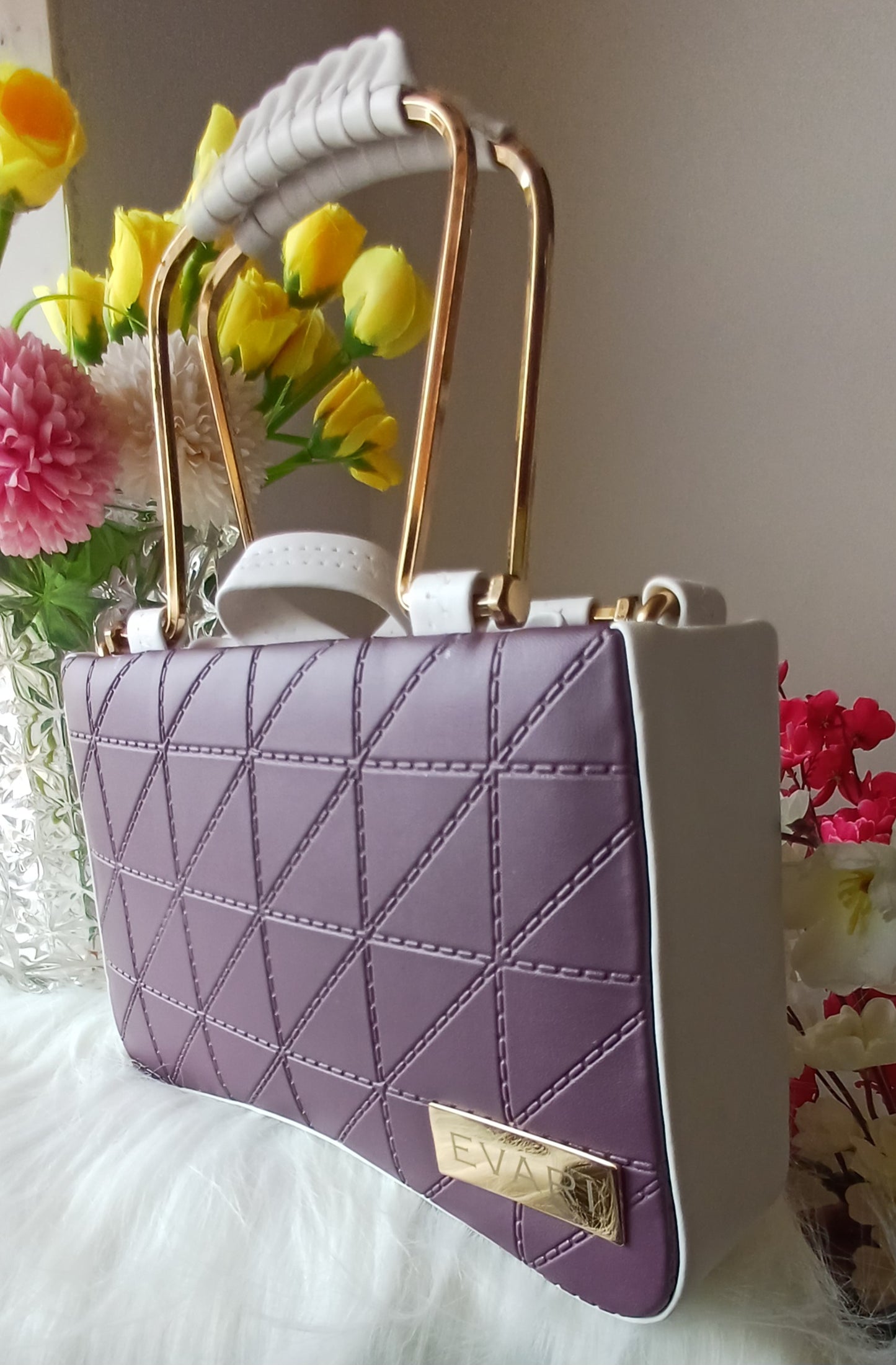 Purple Embossed Metal Sling Bag