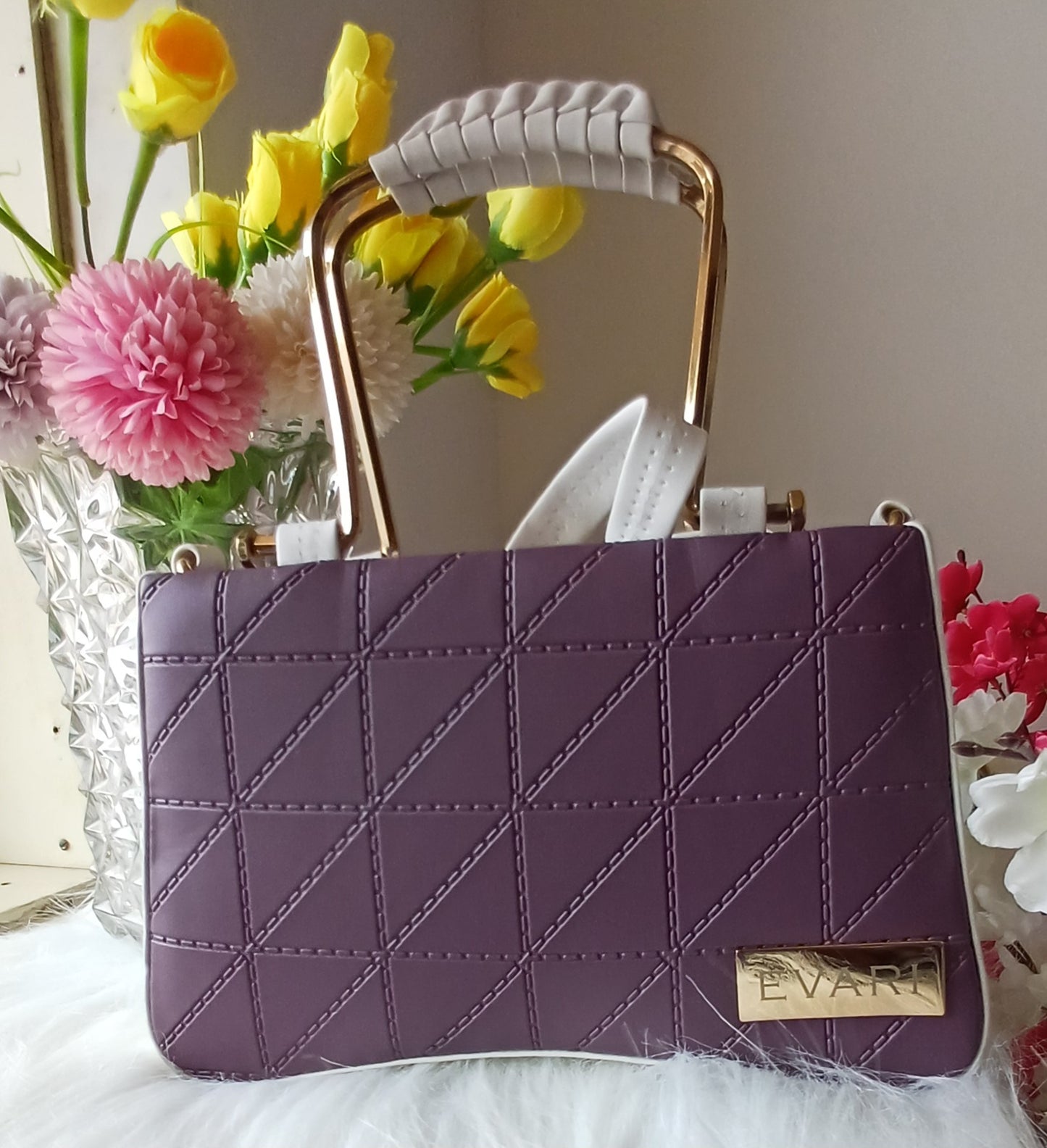 Purple Embossed Metal Sling Bag