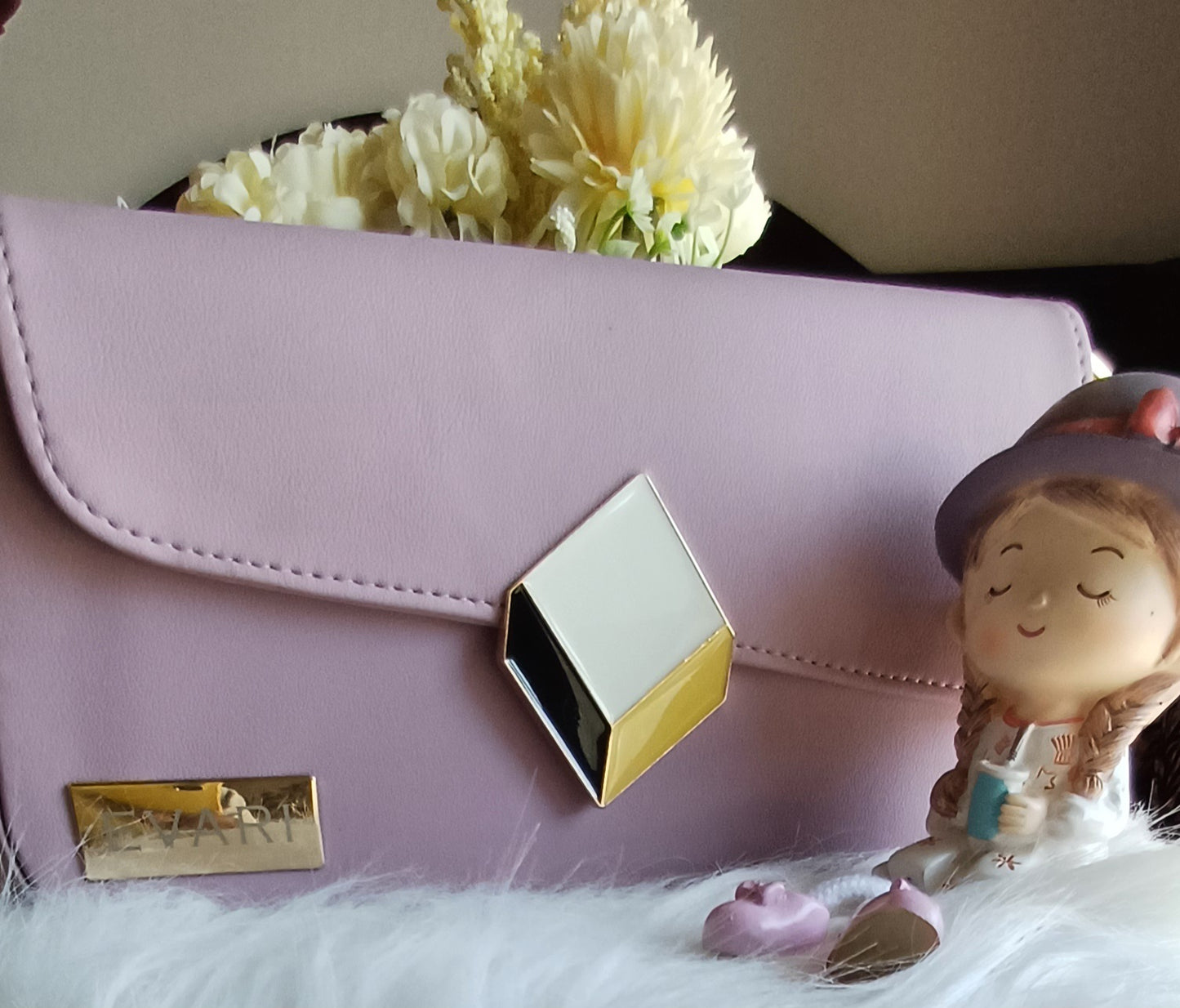 Light Pink 3D Lock Baguette Bag