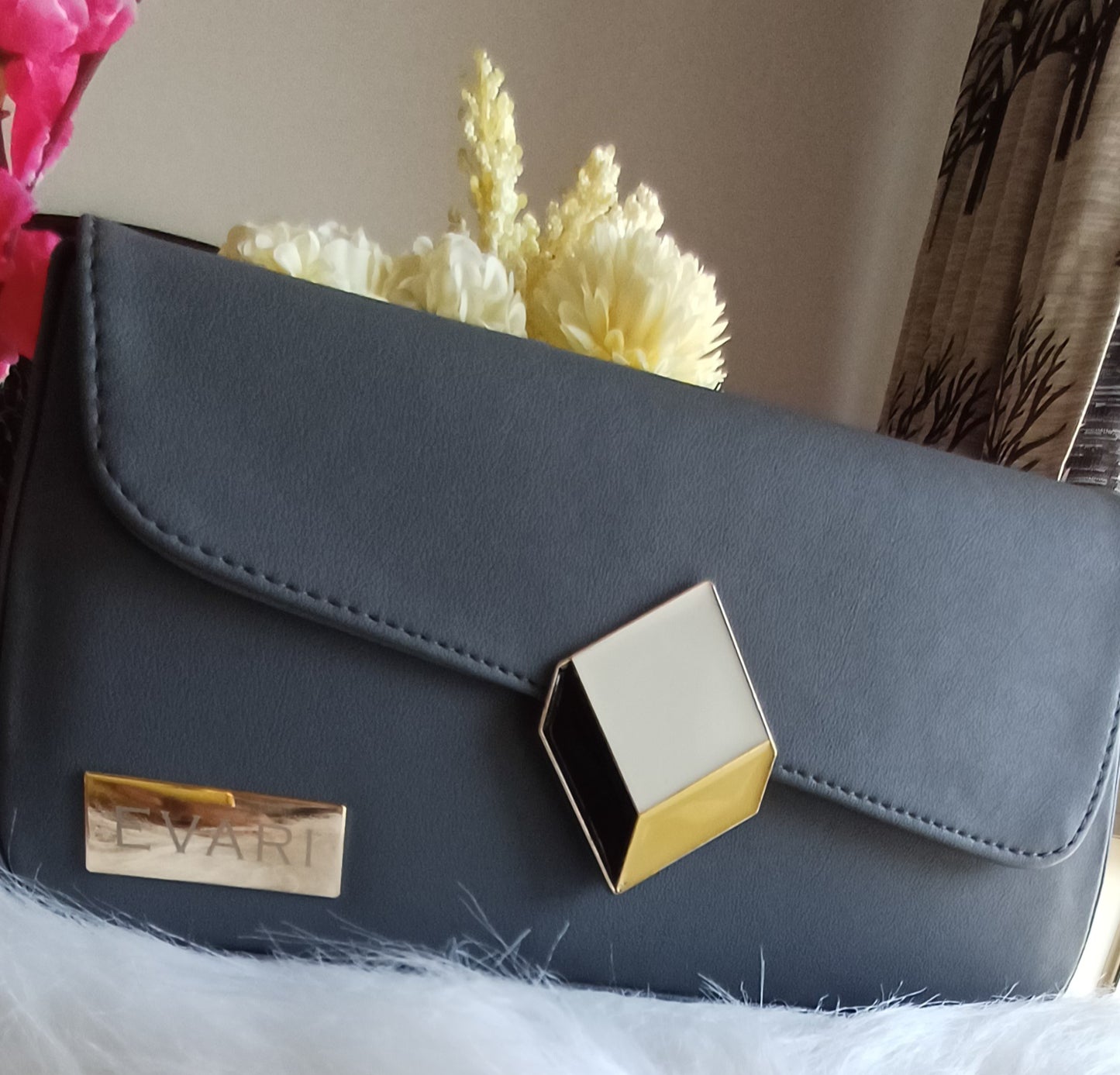 Black 3D Lock Baguette Bag
