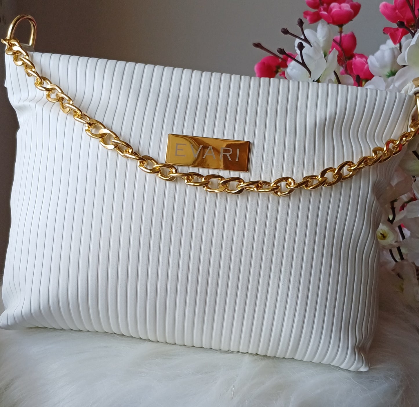 White Stripes Quilt Sling Bag