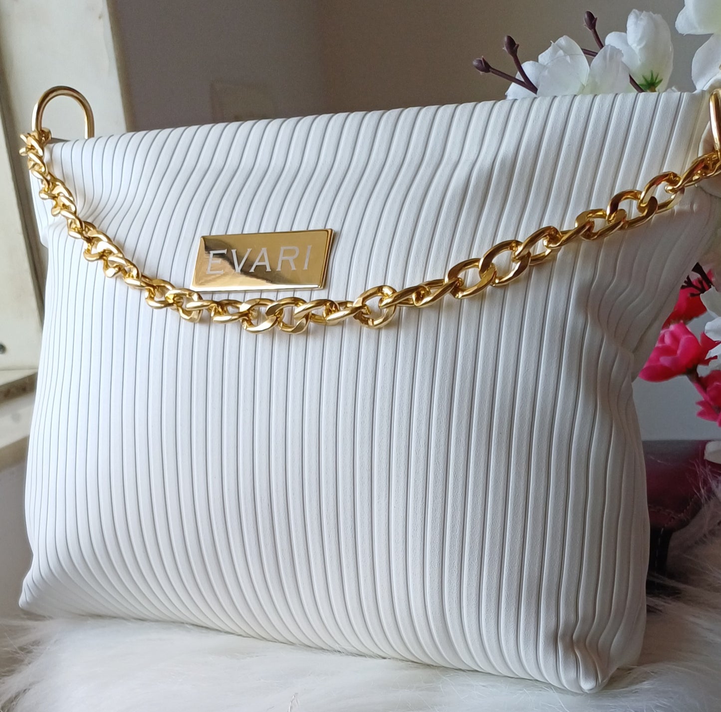 White Stripes Quilt Sling Bag