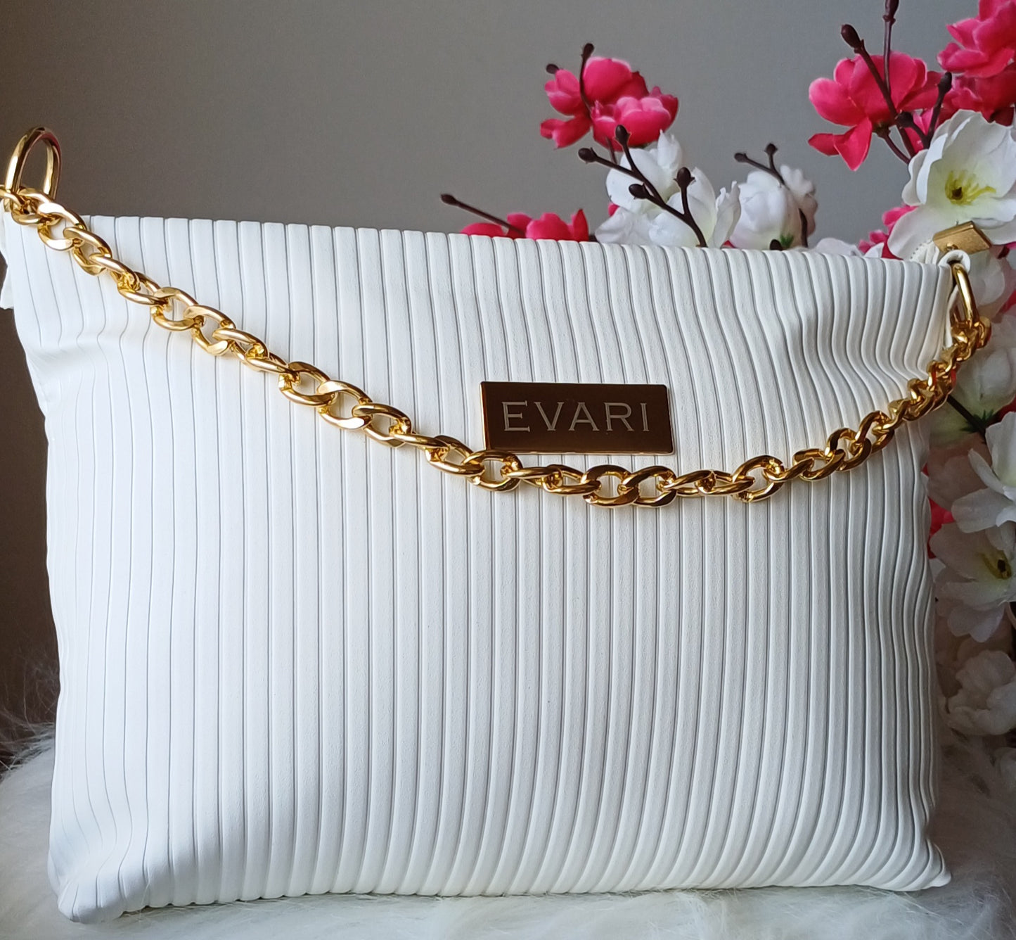 White Stripes Quilt Sling Bag