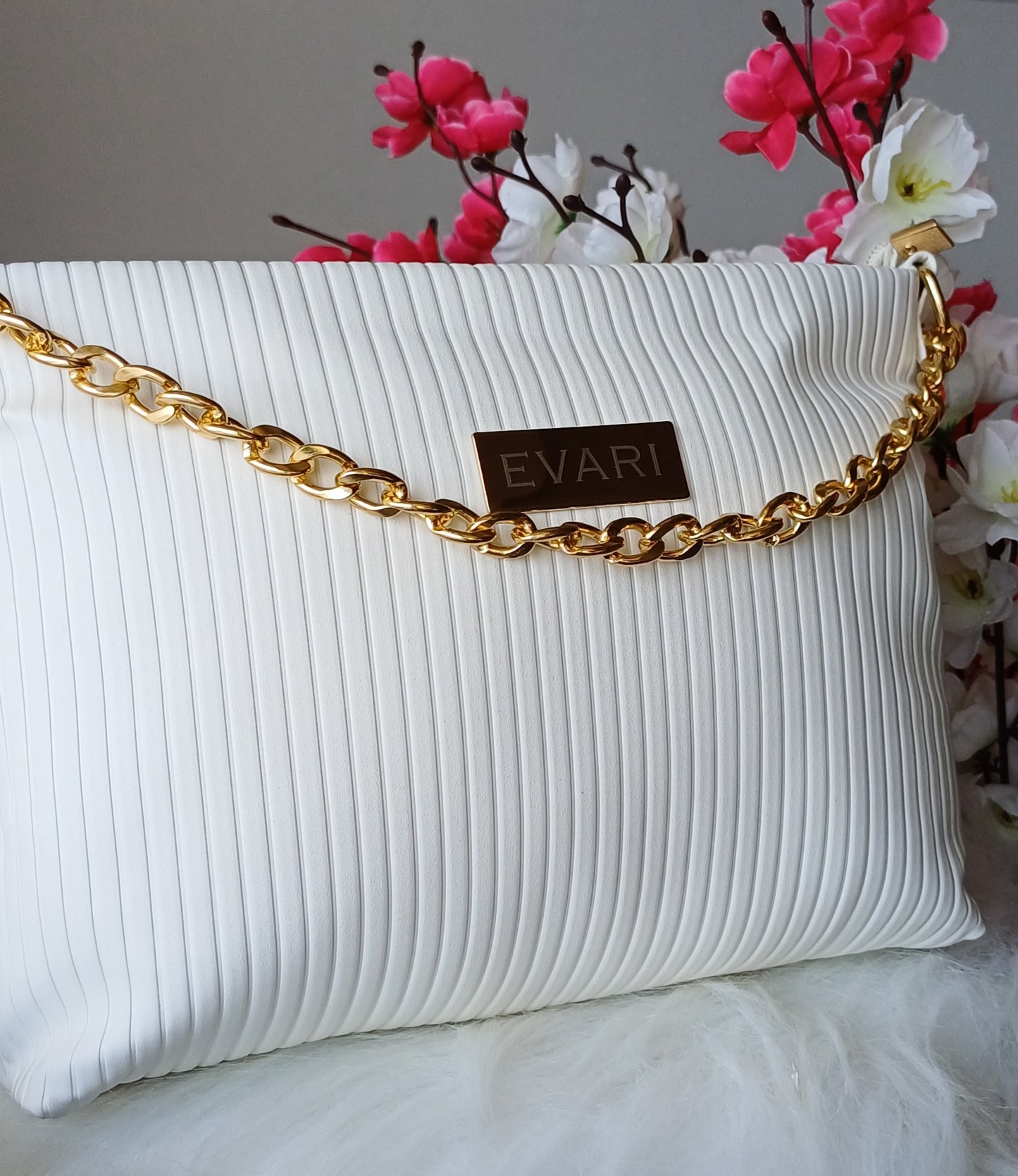 White Stripes Quilt Sling Bag