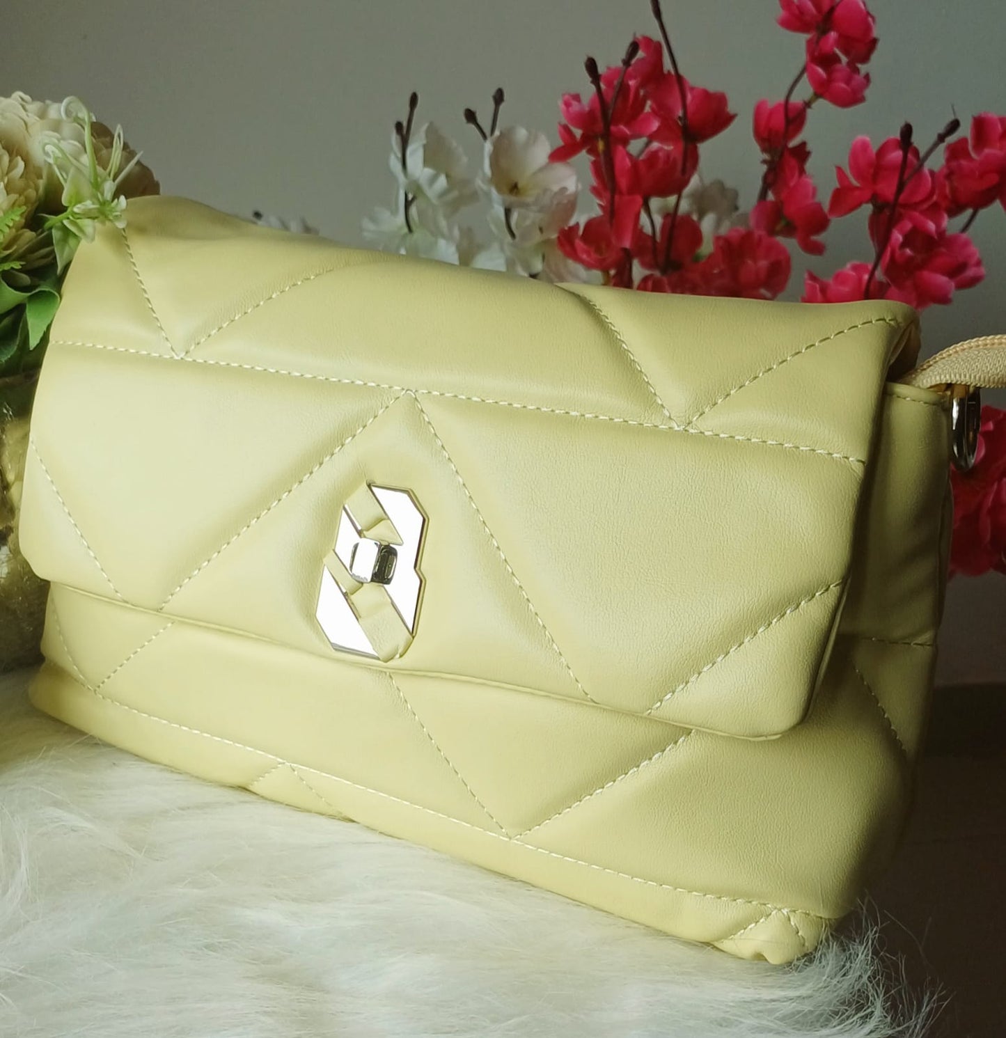 Yellow Stripes Quilt Sling Bag