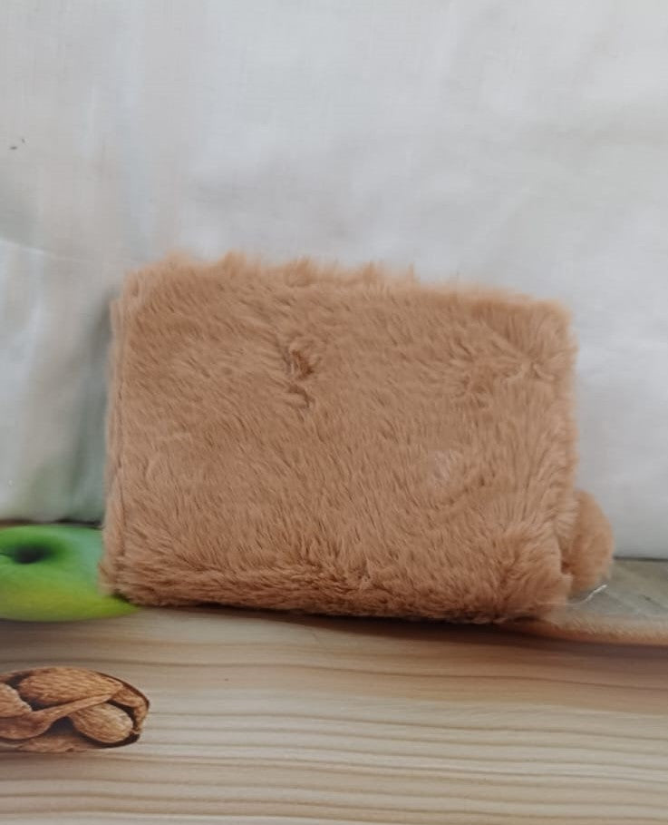 Coffee Brown PINK Fur Pocket Wallet