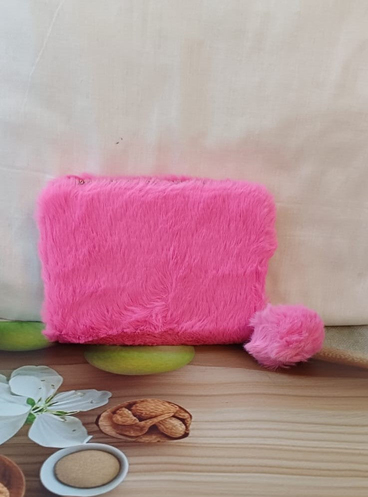 Bright PINK Fur Pocket Wallet