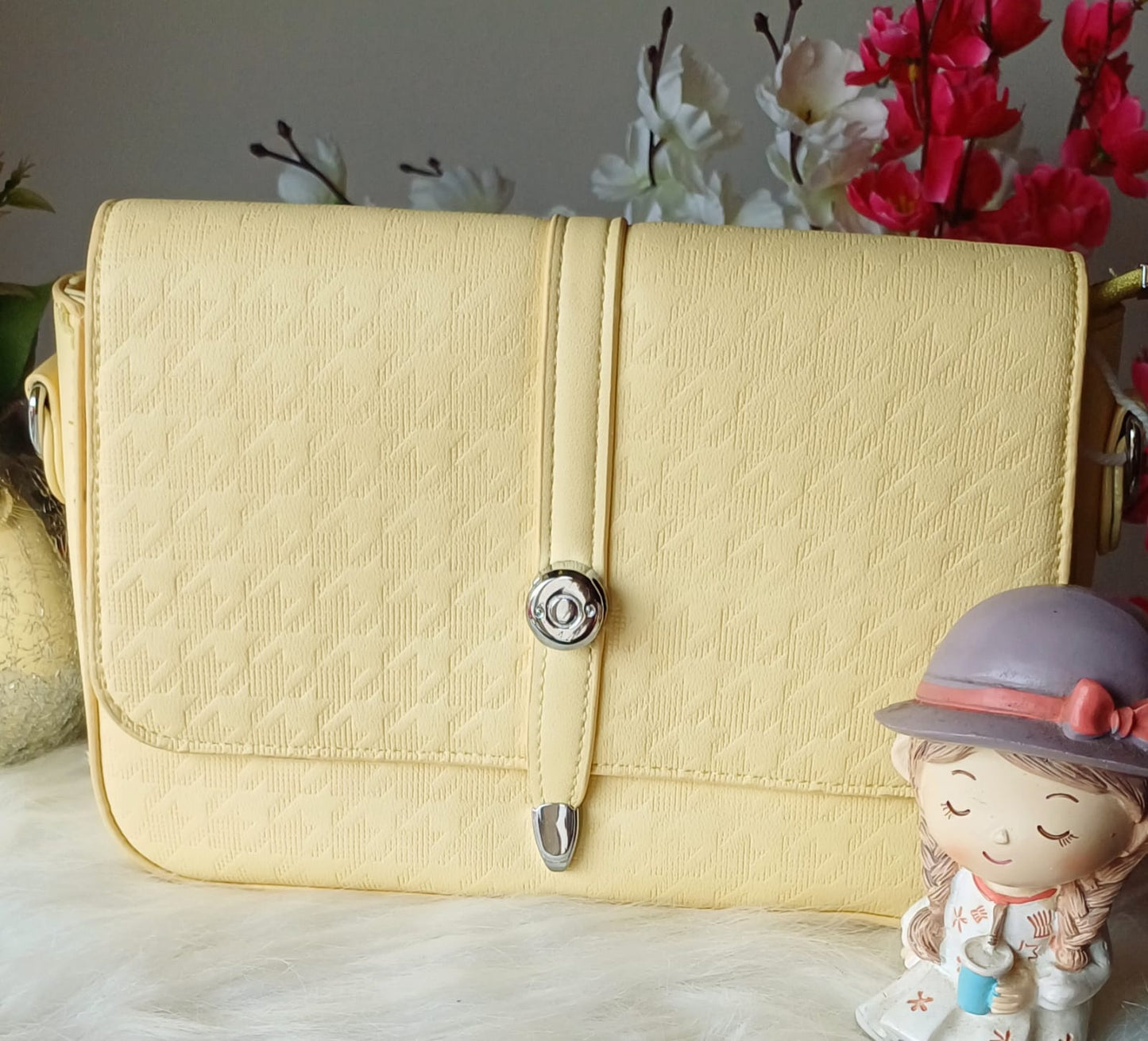Yellow Textured Sling Bag