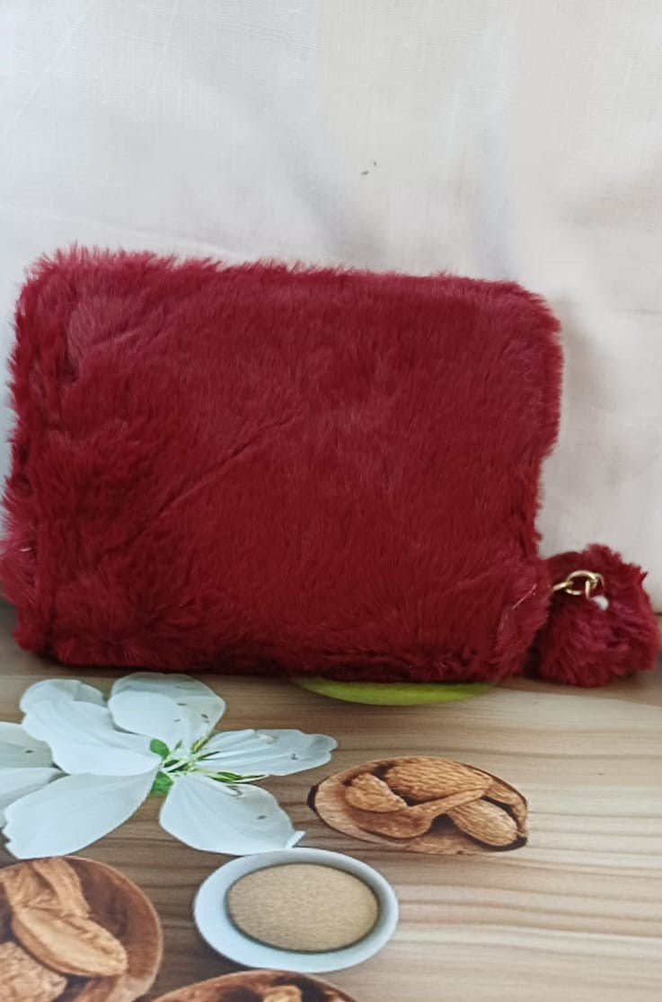 Red PINK Fur Pocket Wallet