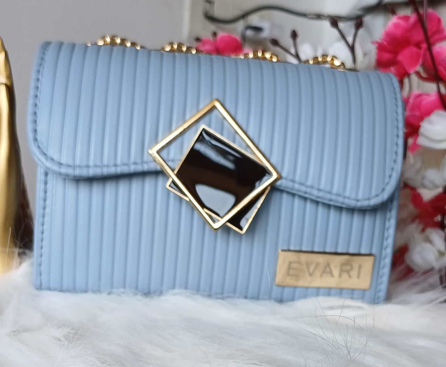 Pink Square Lock Sling Bag