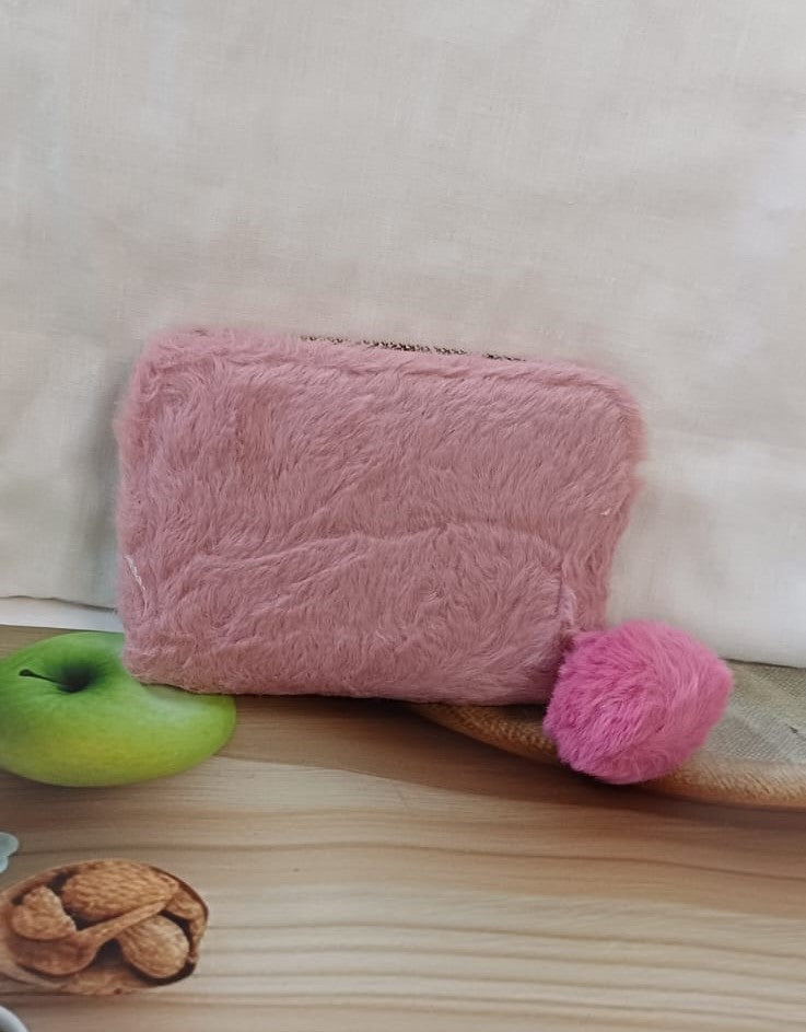 Pink Kitty Fur Pocket Wallet