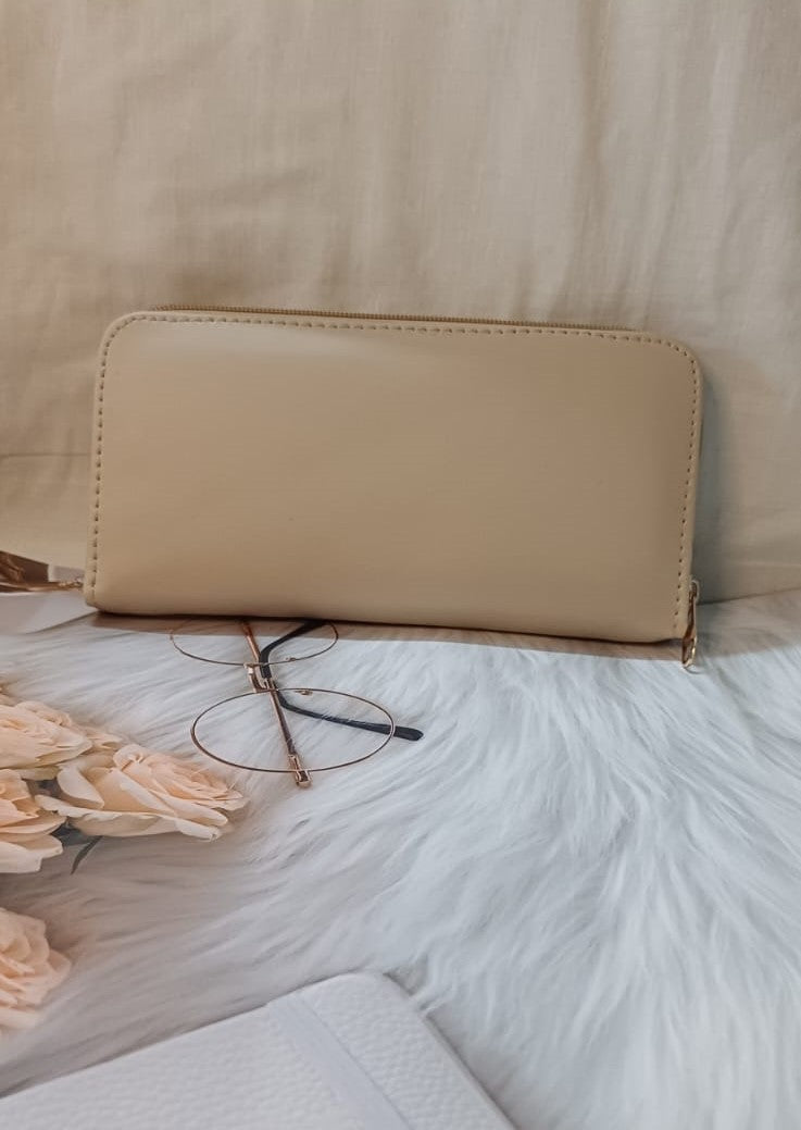 Beige Embroidered Wallet