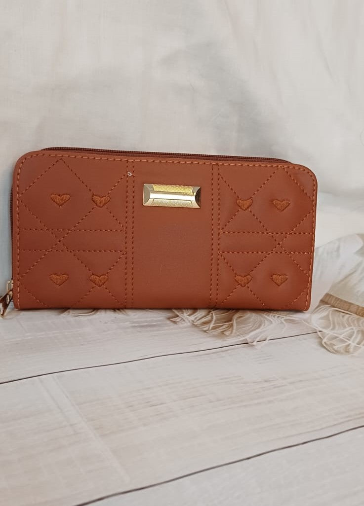 Light Brown Embroidered Wallet