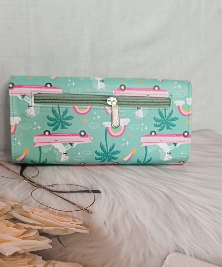 Printed Green Wallet