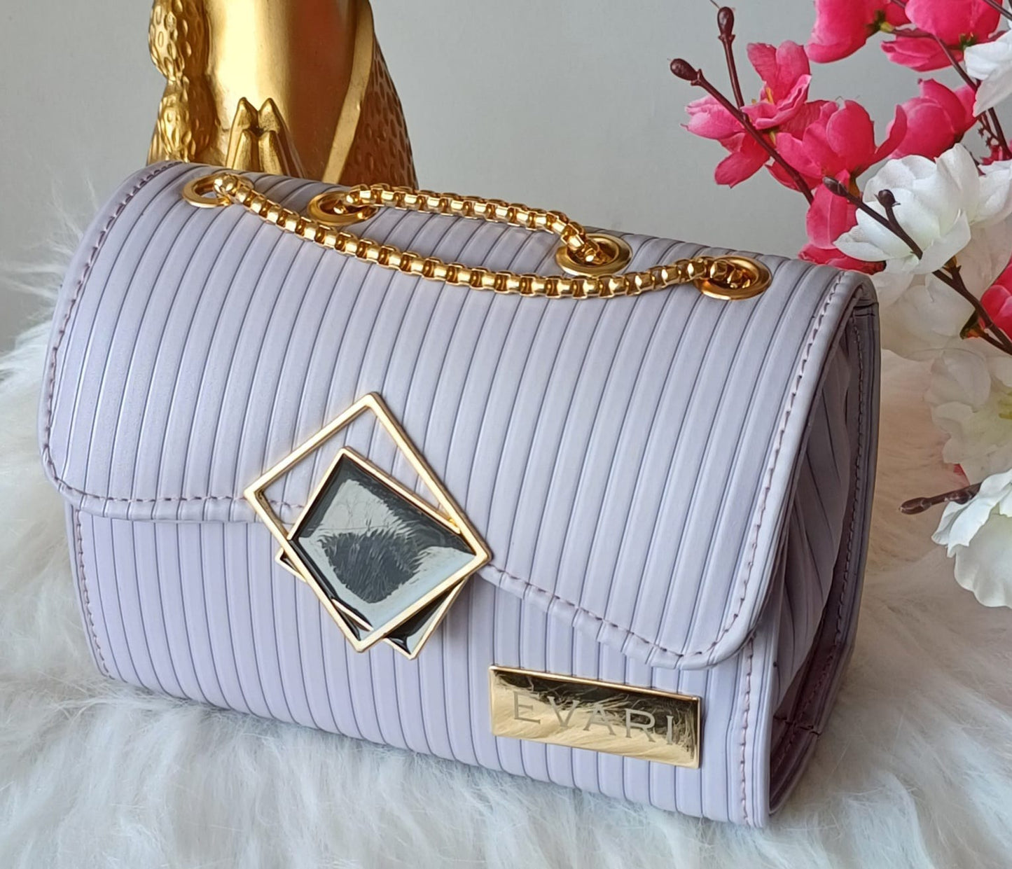 Lilac Square Lock Sling Bag