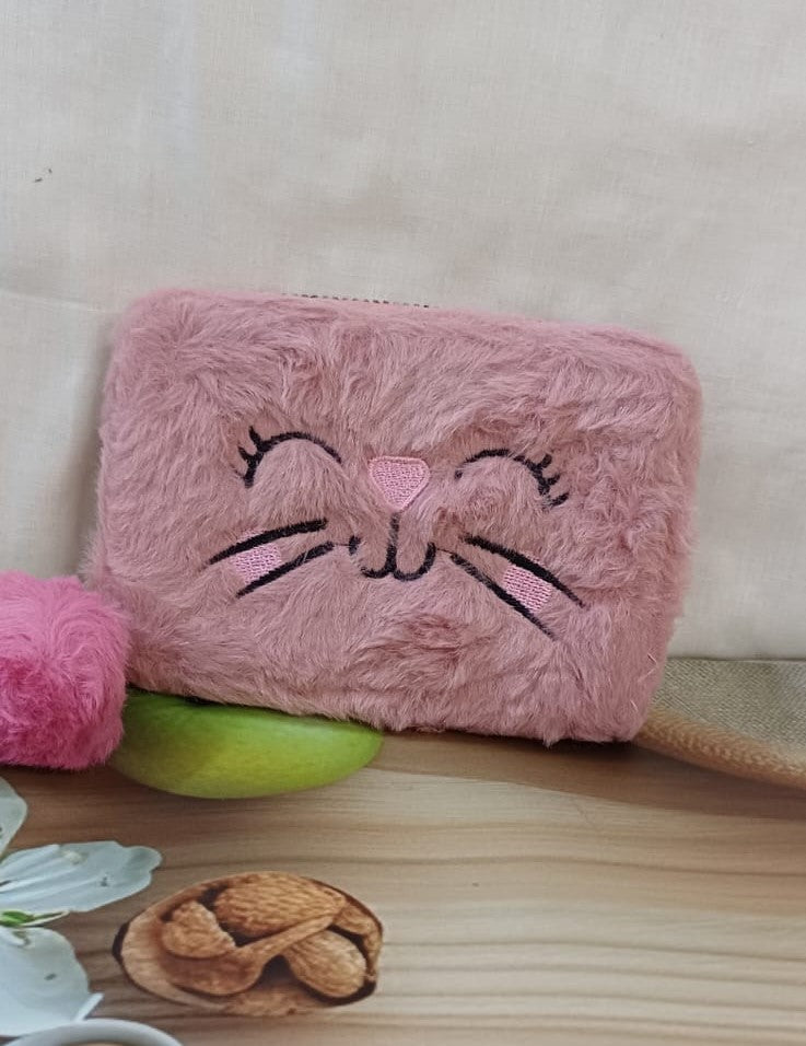 Pink Kitty Fur Pocket Wallet