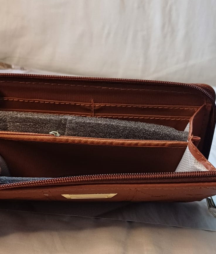 Light Brown Embroidered Wallet