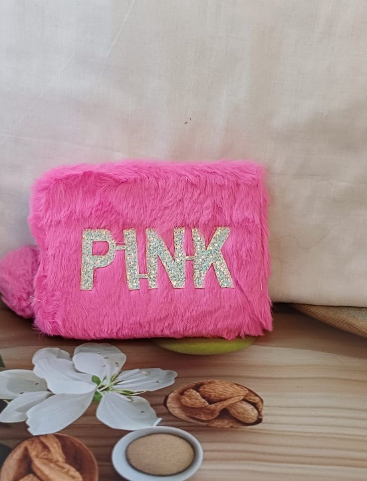 Bright PINK Fur Pocket Wallet