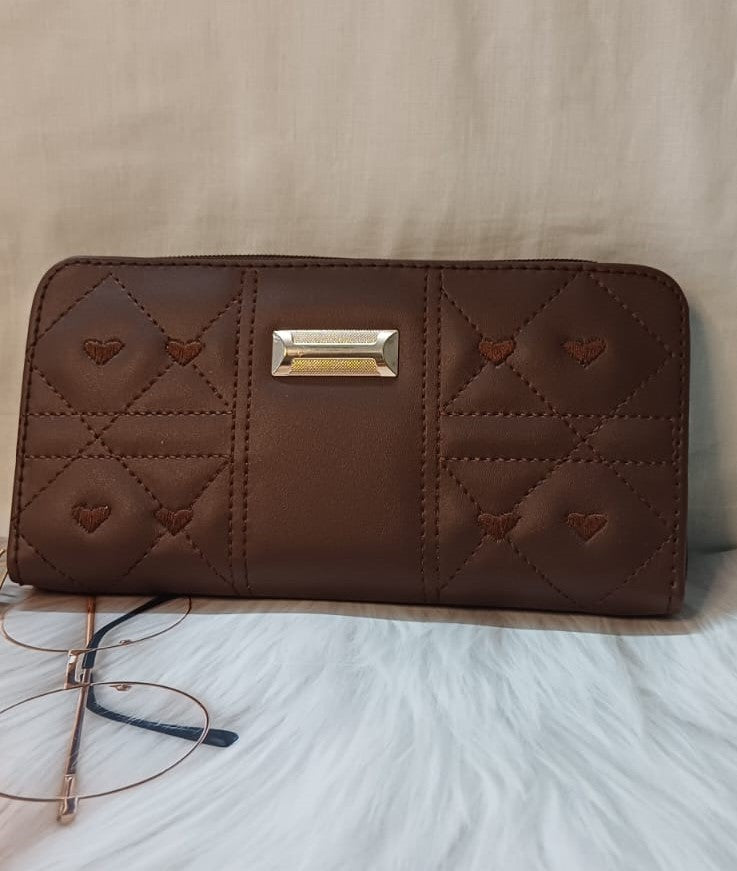 Brown Embroidered Wallet
