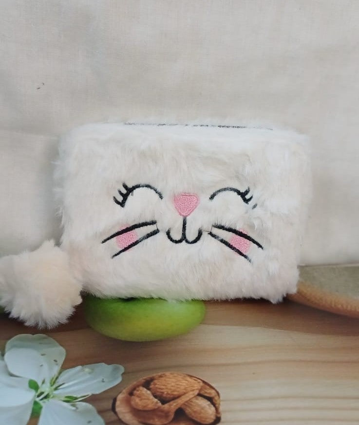 White Kitty Fur Pocket Wallet