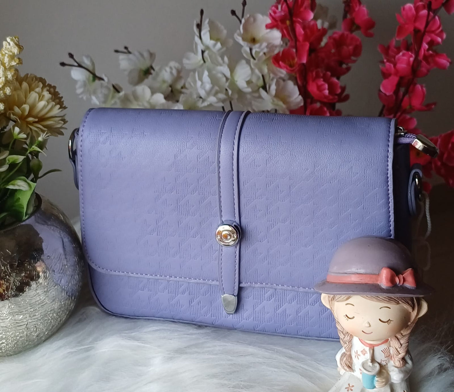 Purple Textured Sling Bag
