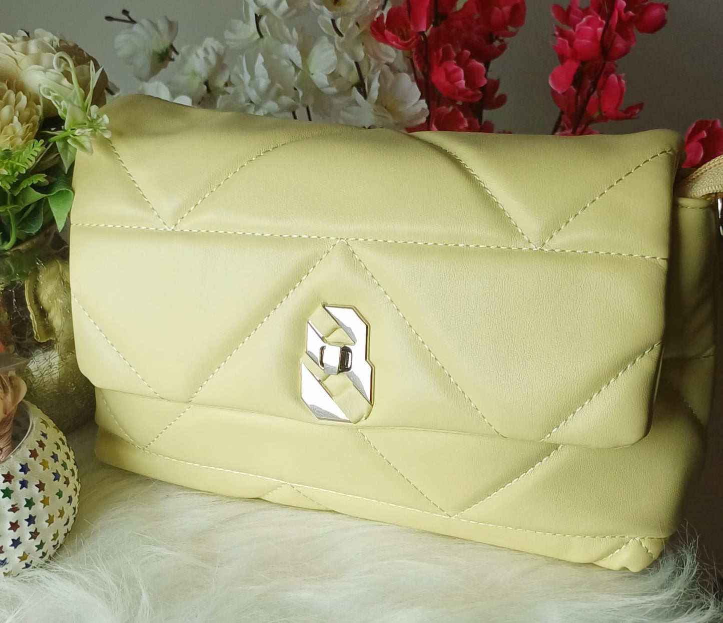 Yellow Stripes Quilt Sling Bag