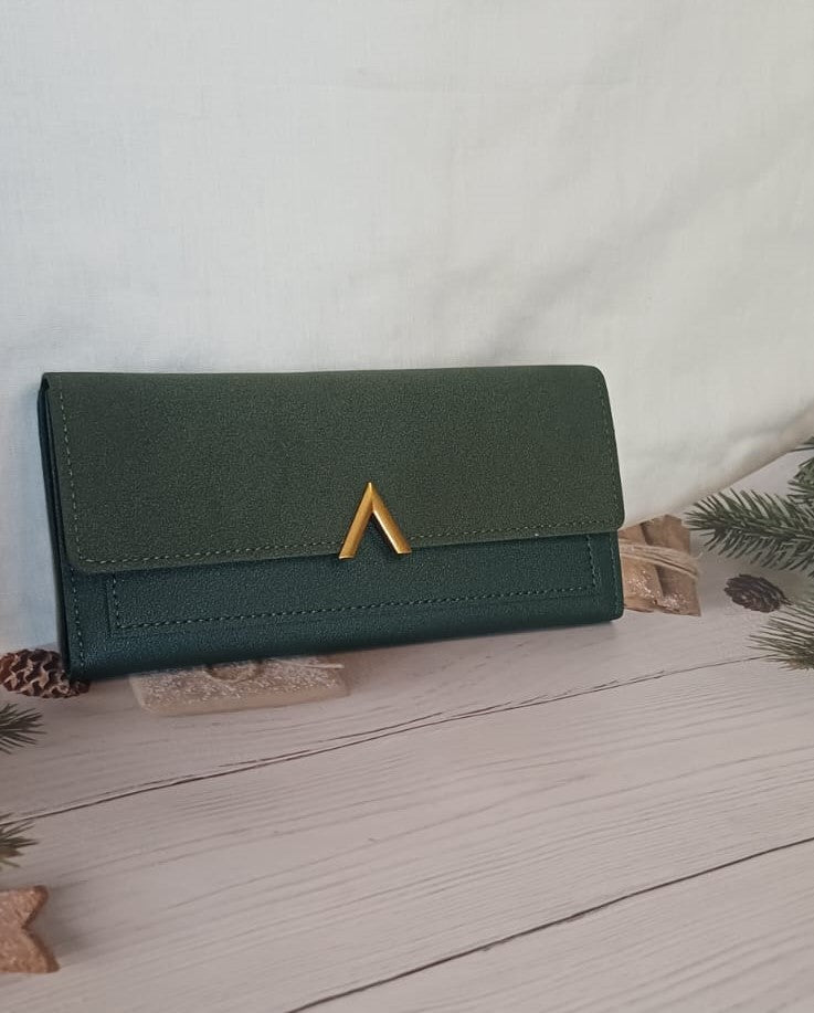 Green V Lock Rubber Wallet