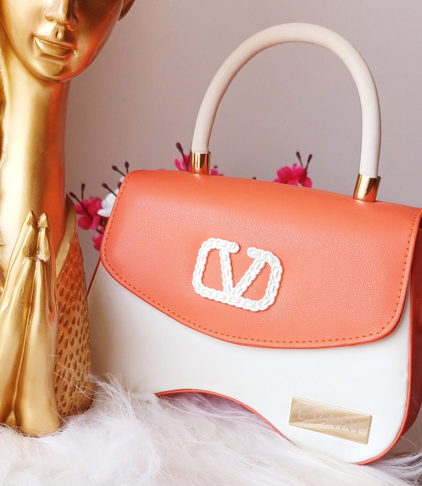 Orange Flap White Valentino Sling Bag