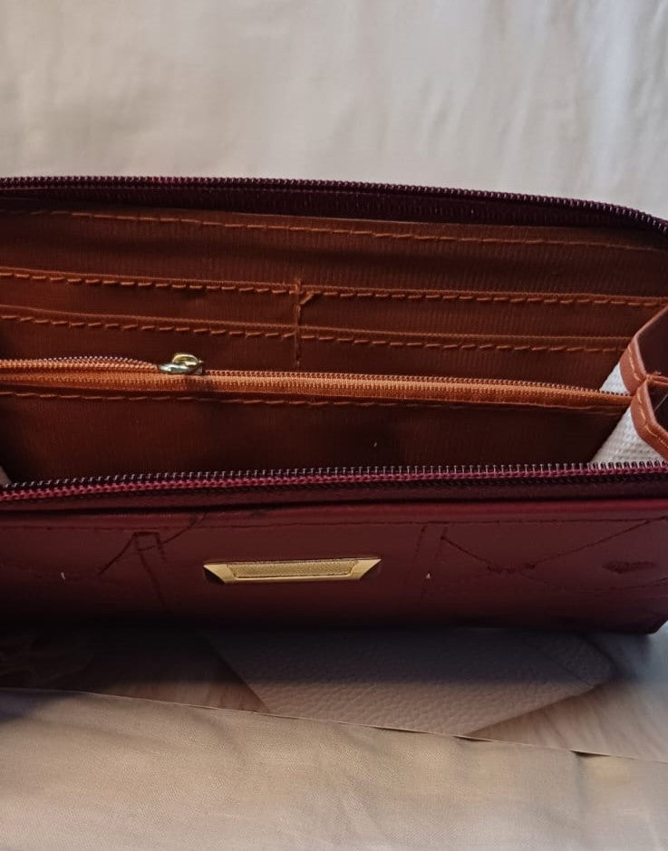 Red Embroidered Wallet