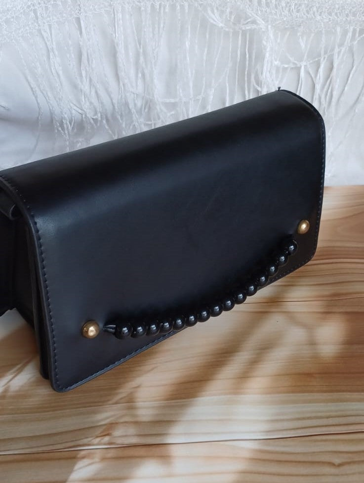 Black Beaded Sling Bag