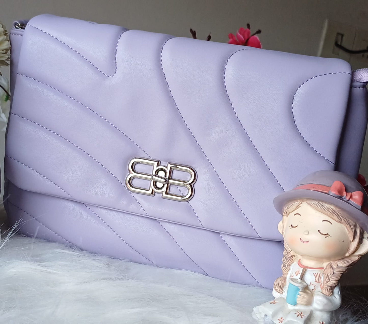 Lilac BLock Stripes Quilt Sling Bag