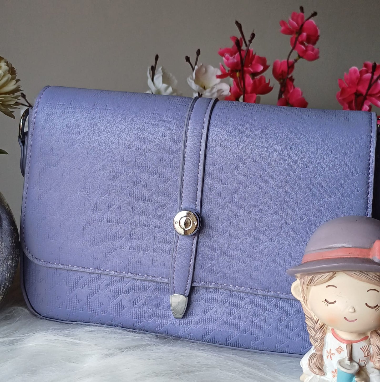 Purple Textured Sling Bag