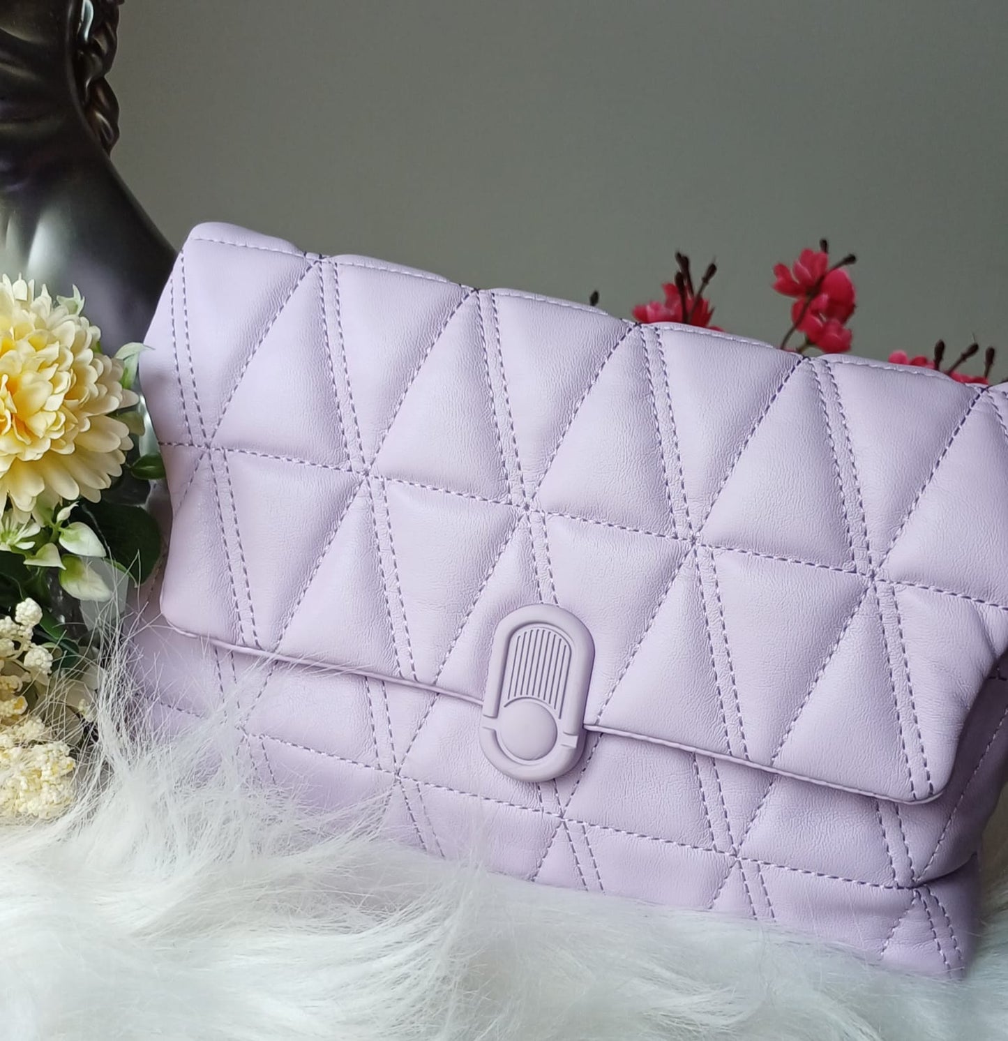 Lilac Stripes Quilt Sling Bag