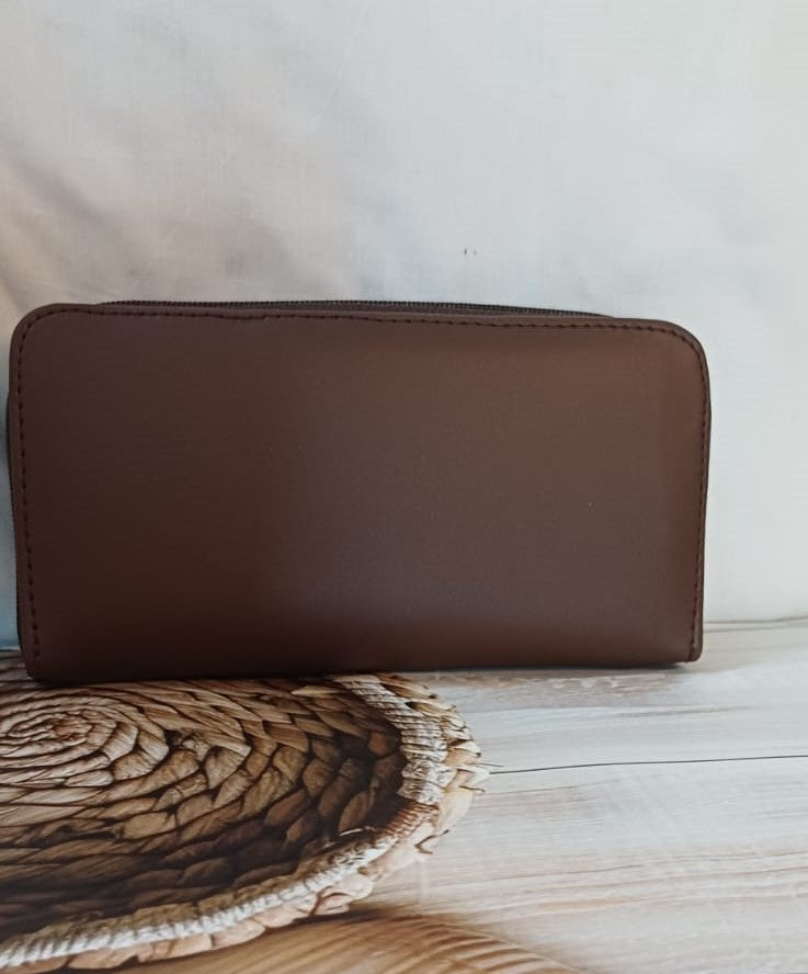 Brown Embroidered Wallet